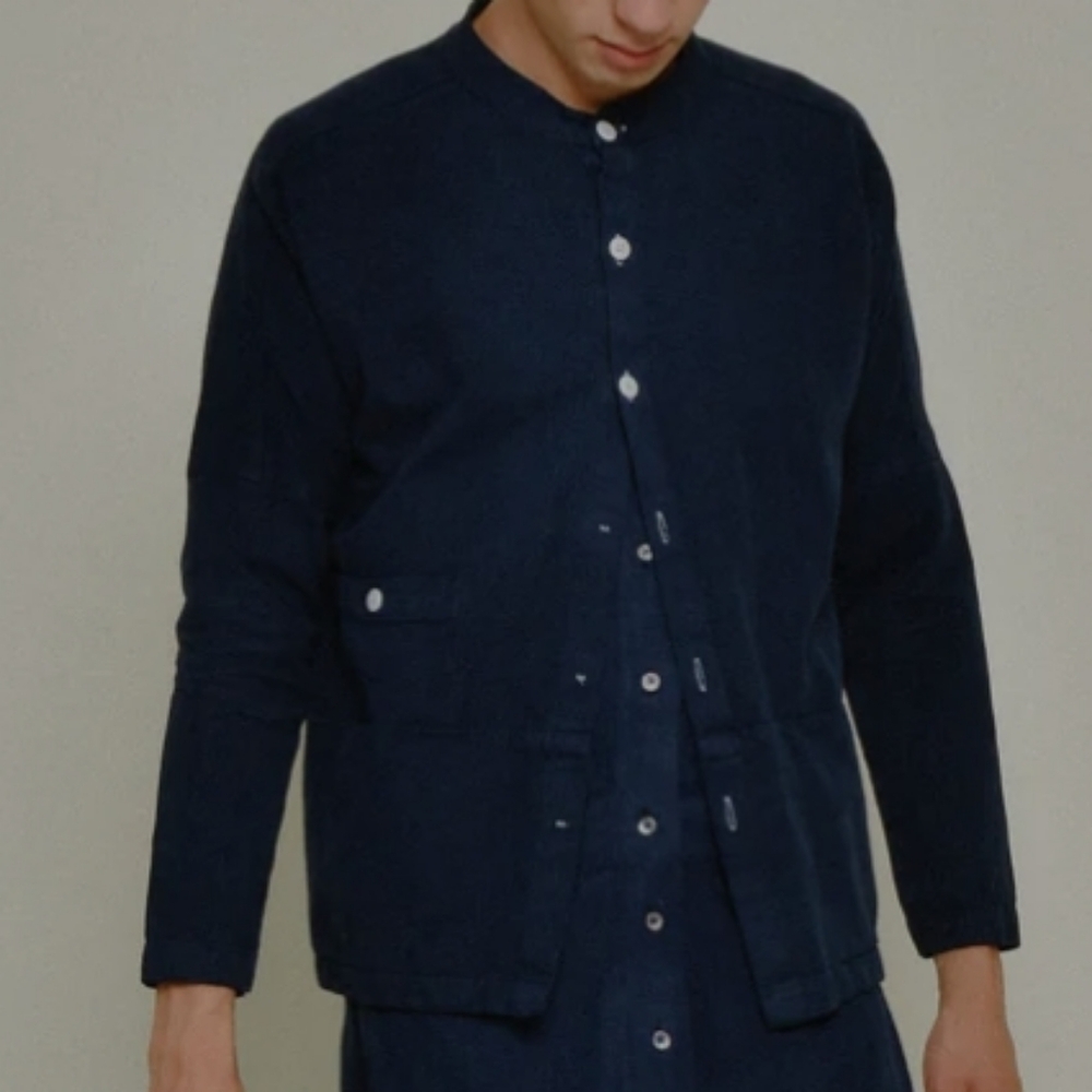 Seeker los angeles black mandarin collar button up light long sleeve